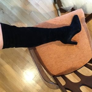 BCBG knee high black velvet  boots.